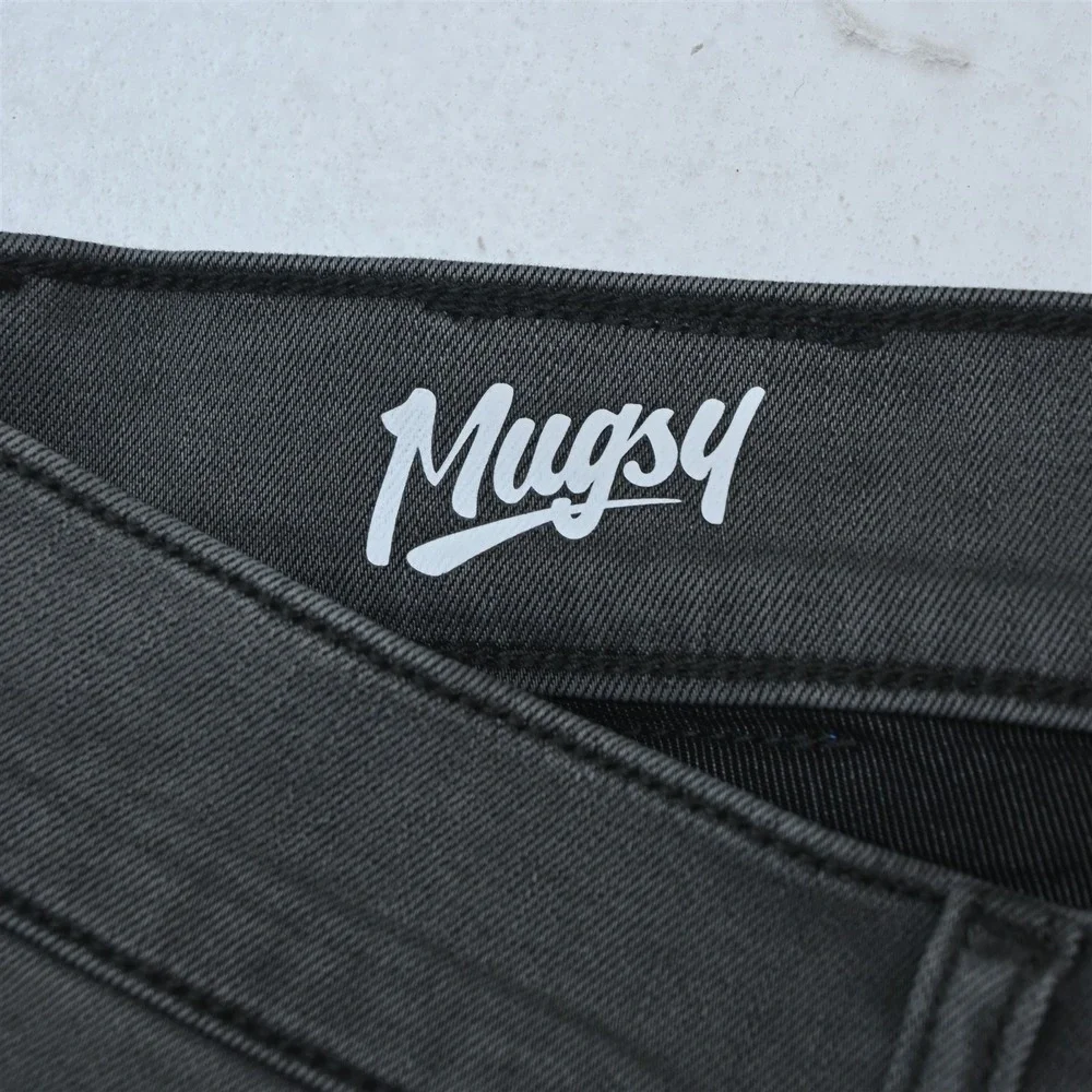 Mugsy 42x30 Gray Stretch Denim Beans Casual Slim Taper Mens Jeans